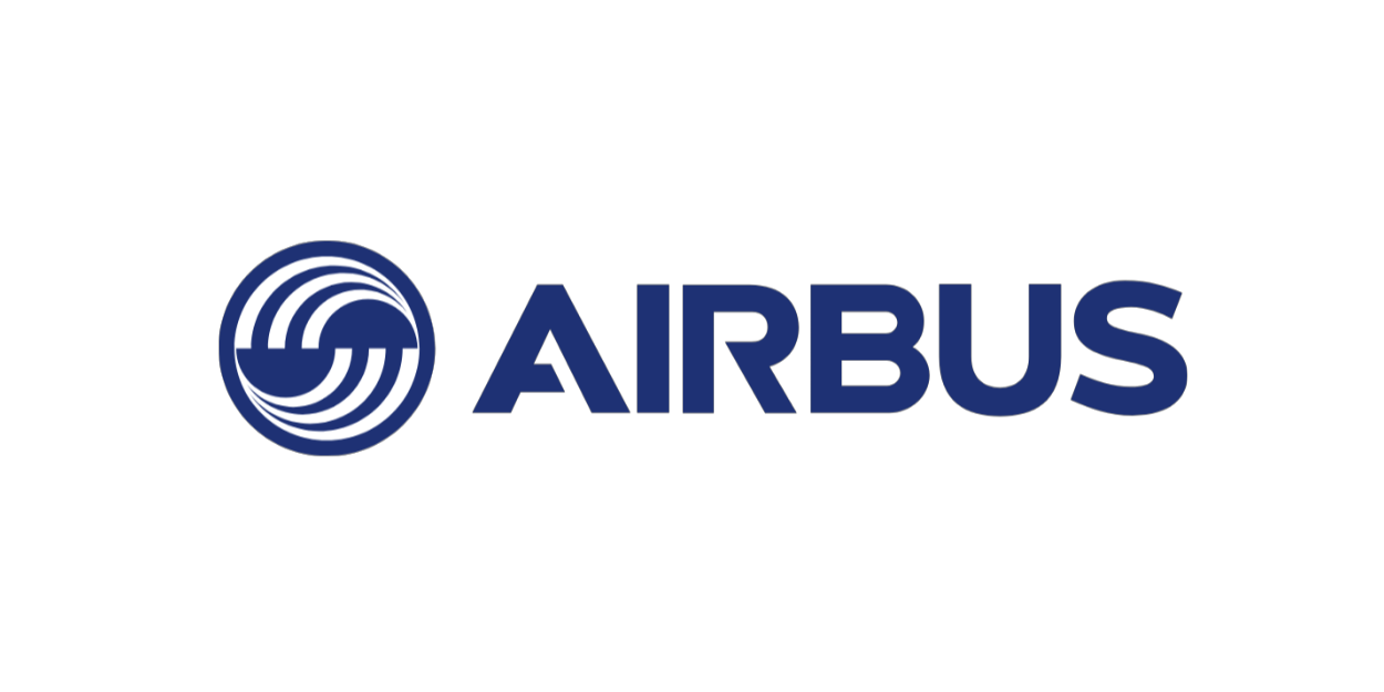 Airbus Logo mit blauem Schriftzug, bekannt für Luftfahrt, Flugzeugbau, Innovation und den internationalen Luft- und Raumfahrtkonzern