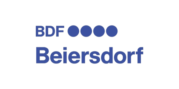 Beiersdorf Logo mit blauem Schriftzug, bekannt f&uuml;r Hautpflege, Kosmetikmarken wie NIVEA und den internationalen Konzern Beiersdorf