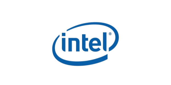 Intel Logo mit blauem Schriftzug, bekannt f&uuml;r Prozessoren, Computerhardware, Technologie und die internationale Marke Intel