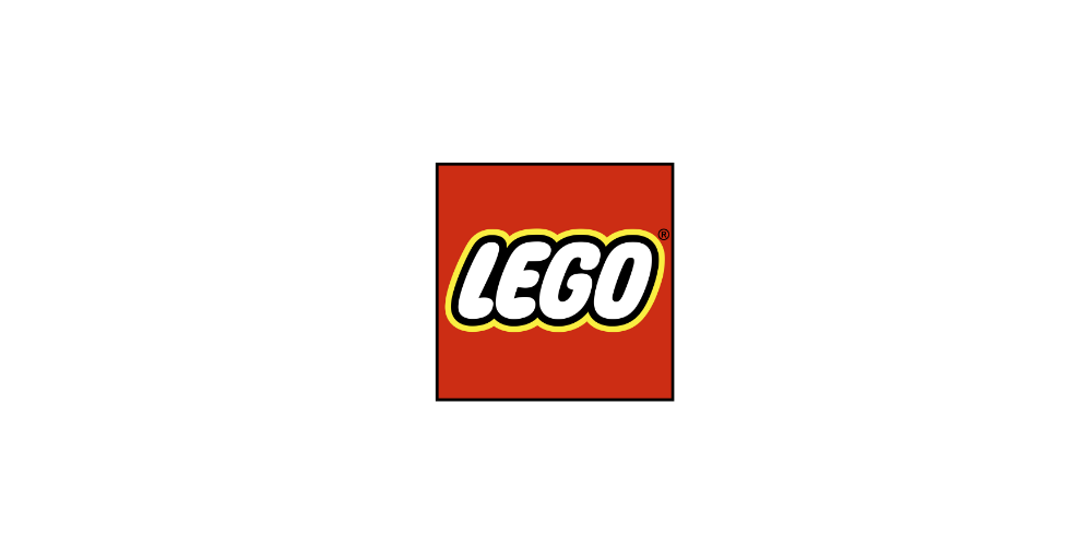 LEGO Logo mit weißem Schriftzug auf rotem Hintergrund, bekannt für Spielzeug, kreative Bausteine und die internationale Marke LEGO