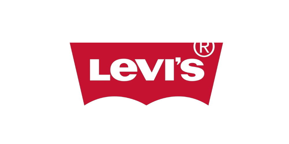 Levi’s Logo mit rotem Batwing-Symbol und weißem Schriftzug, bekannt für Jeans, Denim, Mode und die ikonische Lifestyle-Marke