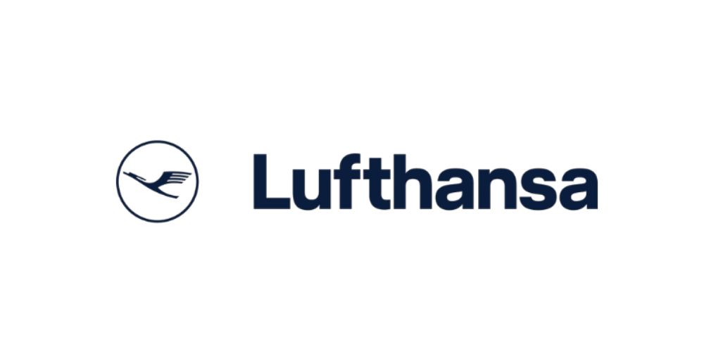 Lufthansa Logo mit stilisiertem Kranich-Symbol, bekannt für Luftfahrt, internationale Flüge und die deutsche Airline Lufthansa