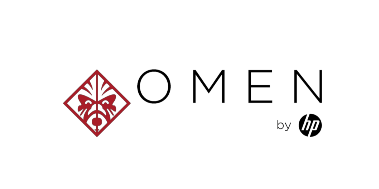 OMEN Logo mit stilisiertem Diamant-Symbol, bekannt für Gaming-Hardware, leistungsstarke PCs und die Gaming-Marke von HP