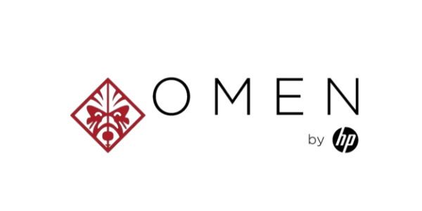 OMEN Logo mit stilisiertem Diamant-Symbol, bekannt f&uuml;r Gaming-Hardware, leistungsstarke PCs und die Gaming-Marke von HP
