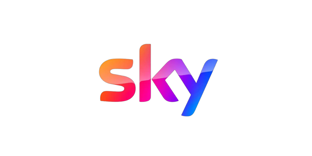 Sky Logo mit modernem Schriftzug, bekannt für Fernsehen, Streaming, Entertainment und die Pay-TV-Plattform Sky