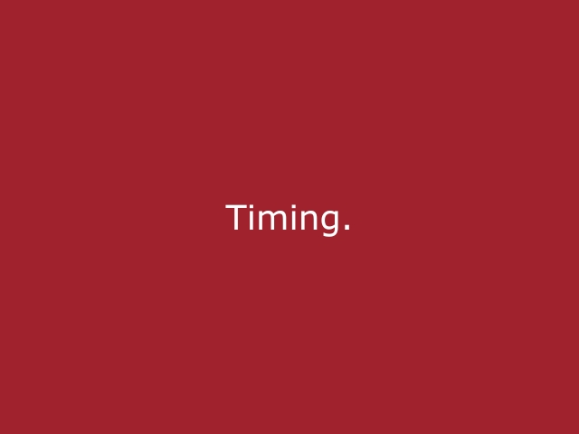 Roter Hintergrund mit beiger Schrift „Timing“, minimalistisches Statement für Eventhostessen, professionelle Abläufe und die cinnamon Agentur